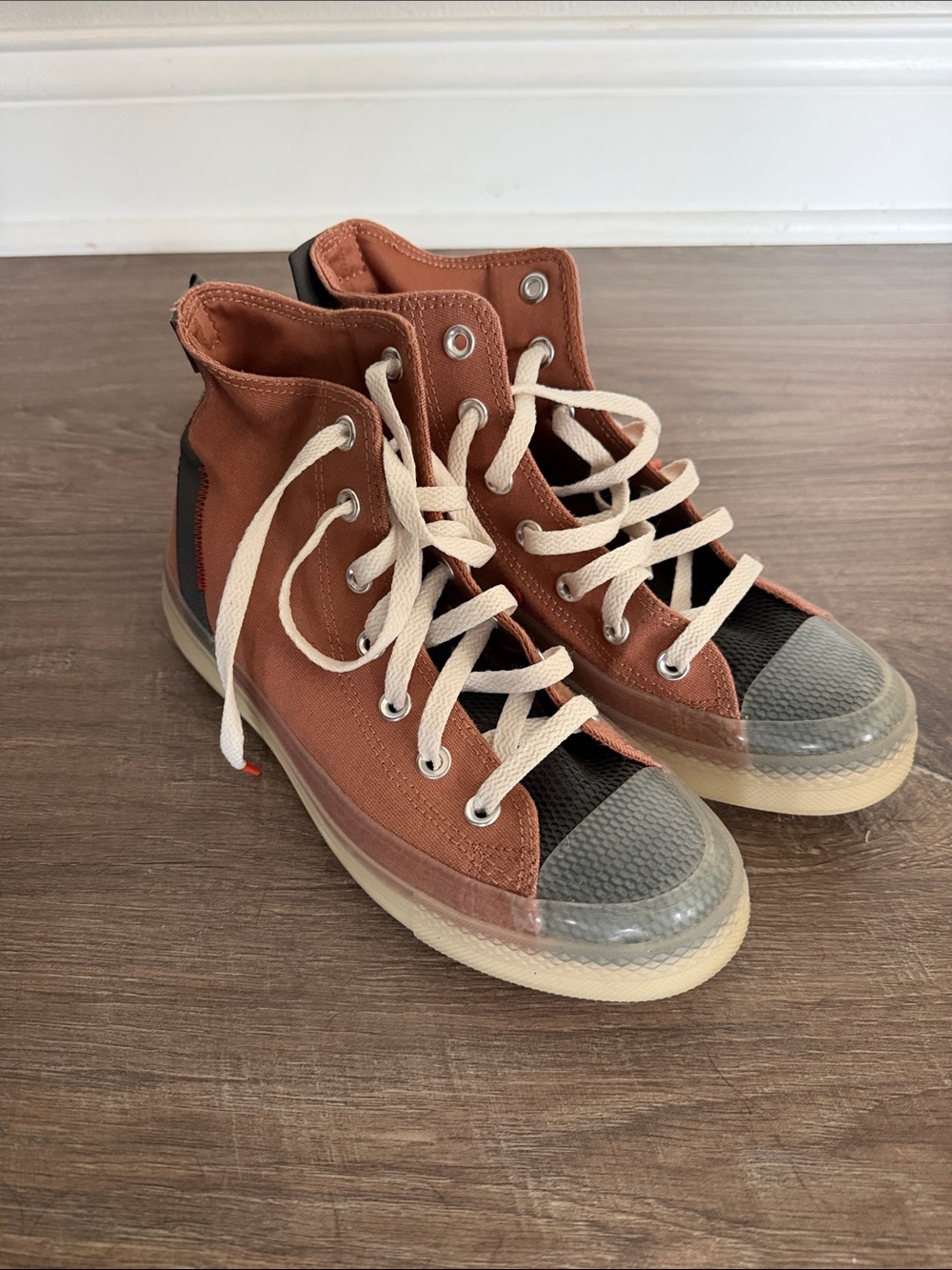 Converse Rust Canvas High-Top Women's Sneakers with Cream Laces